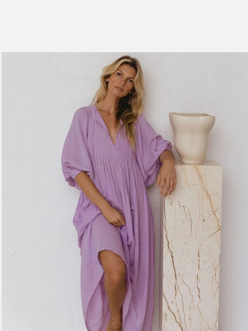 Daughters of India Maxi Lilac Gauze Kyra Dress - Picture 7 of 11